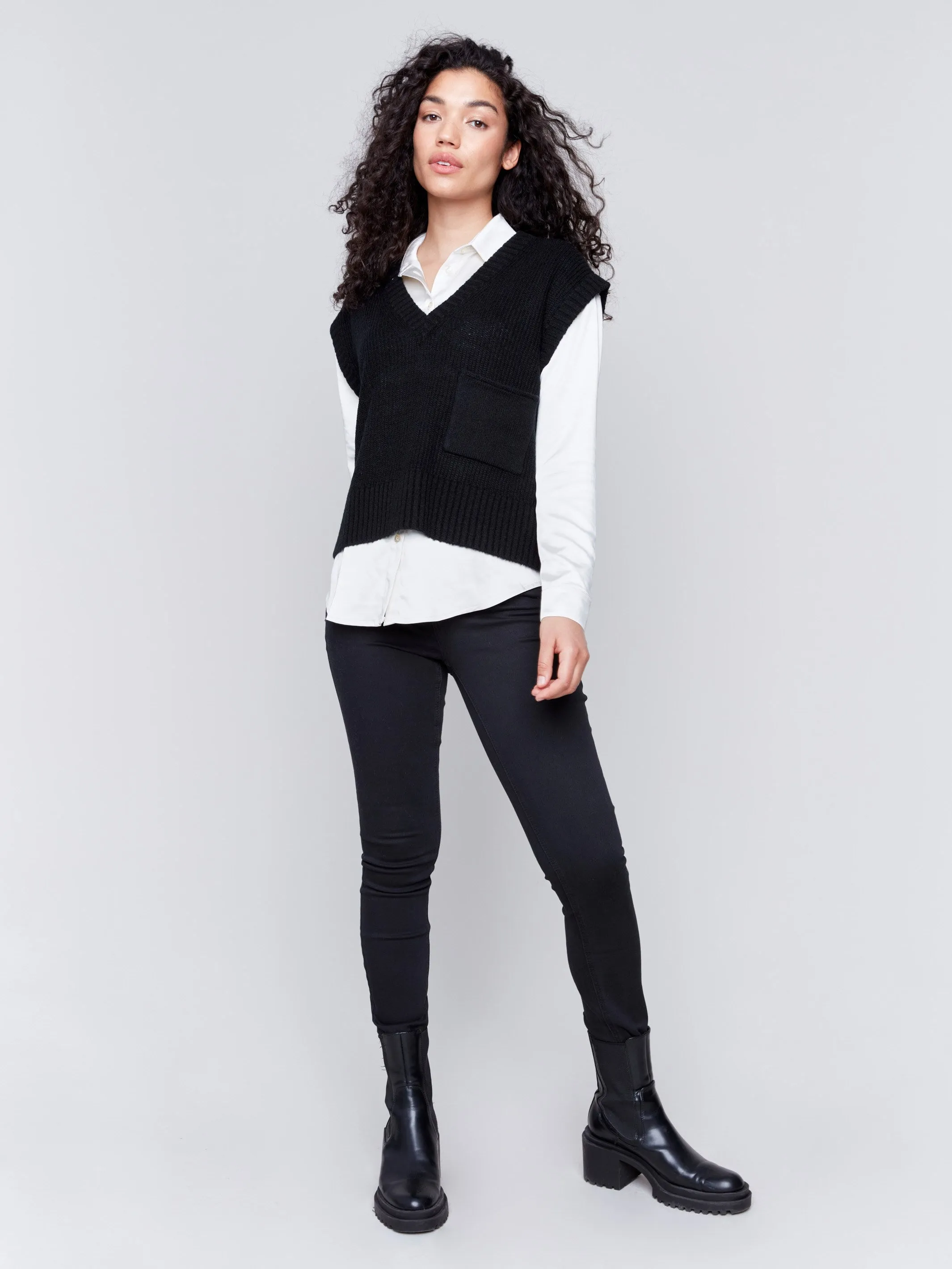 Soft Touch Sweater Vest - Black