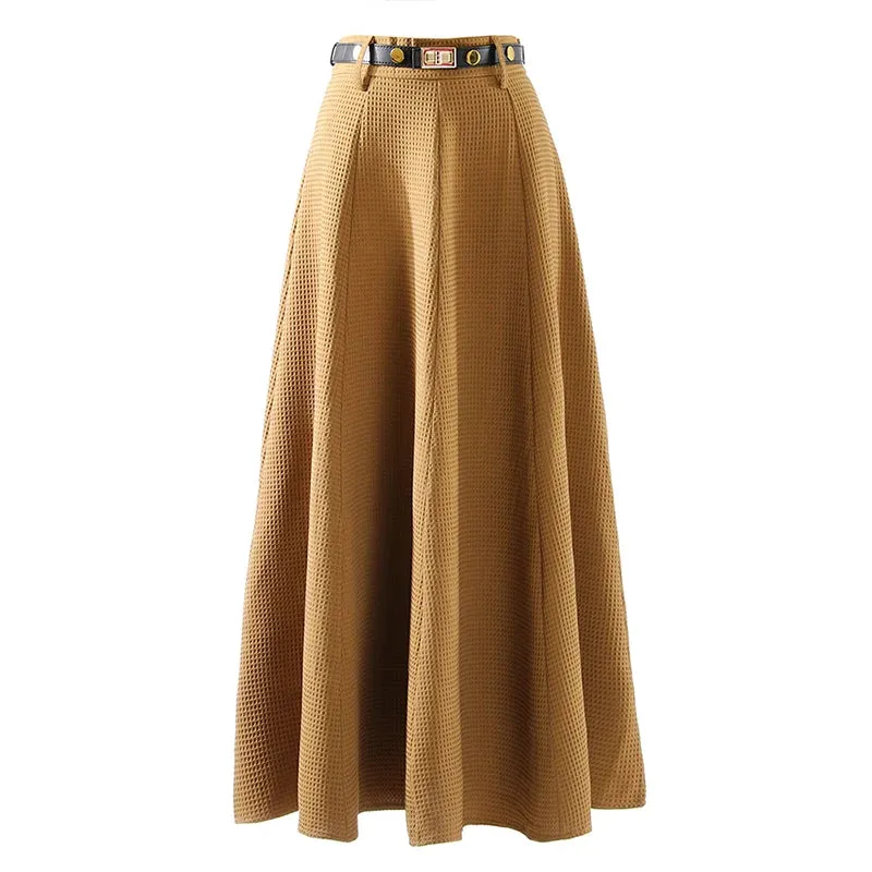 Solid Slimming Patchwork Belt Minimalist Skirt For Women High Waist Spliced Zipper Temperament Skirts Female Style