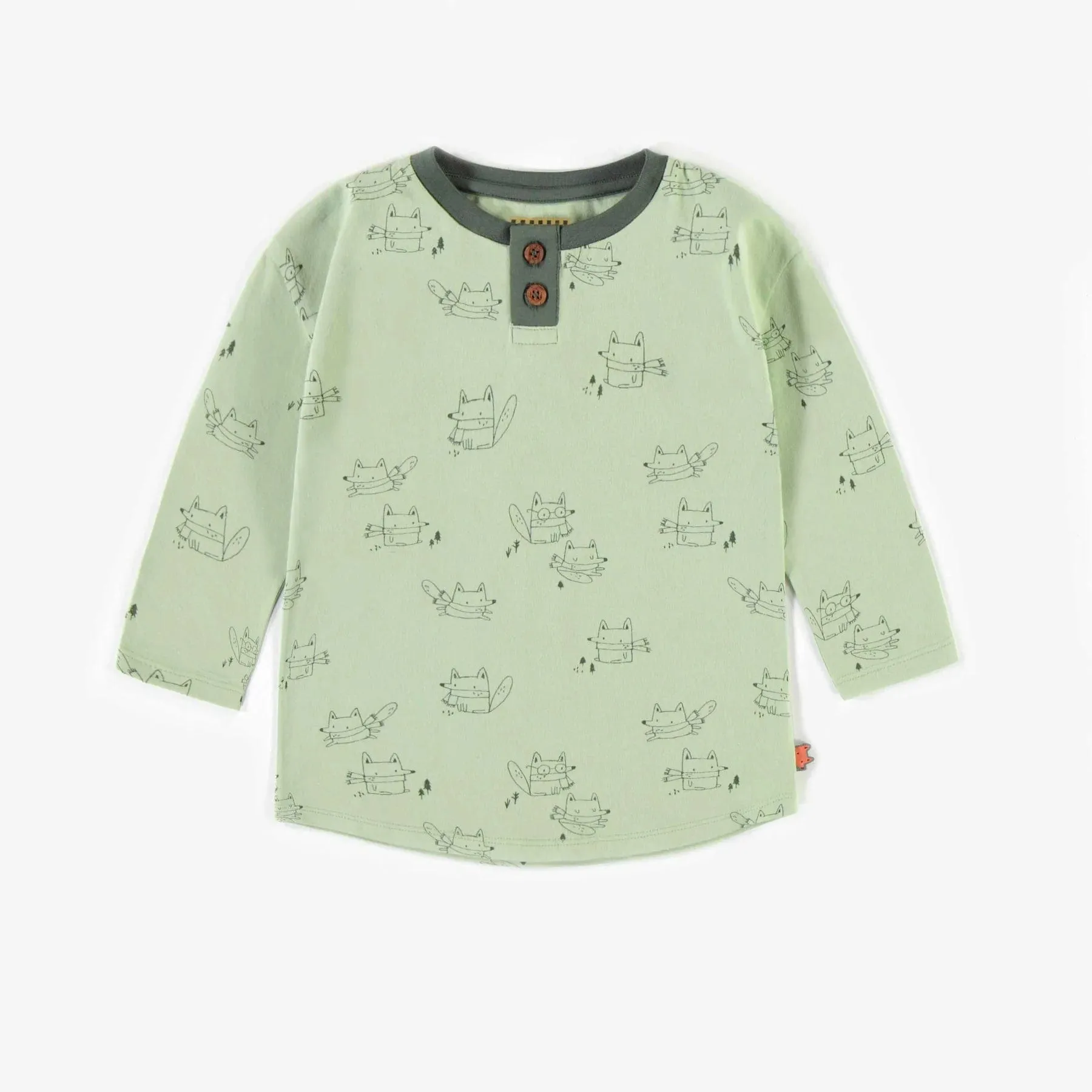 Souris Mini Baby Boy T-shirt with Henley Collar - Green