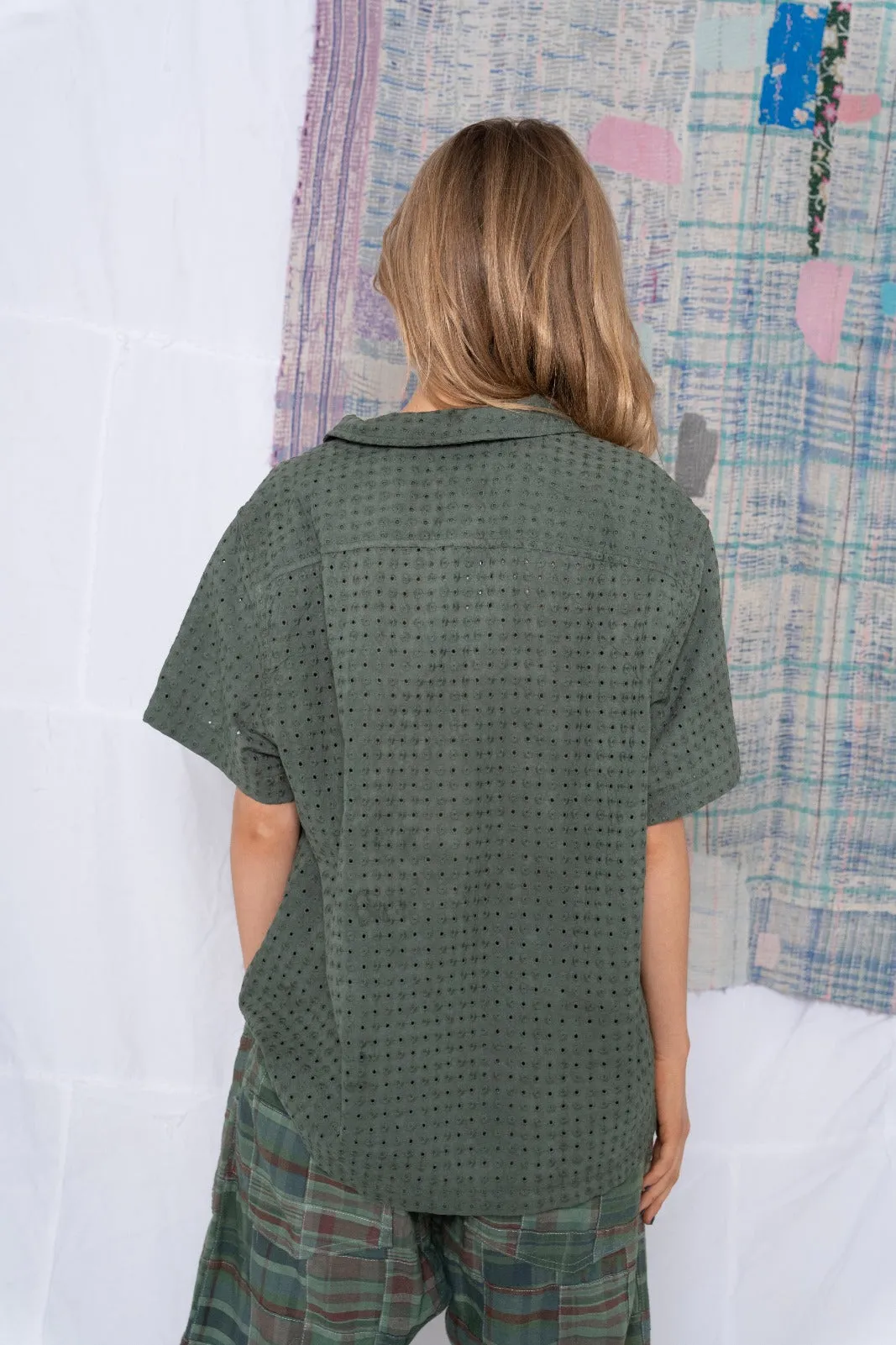 St. Tropez Shirt All Over Sun Embroidery Military Green