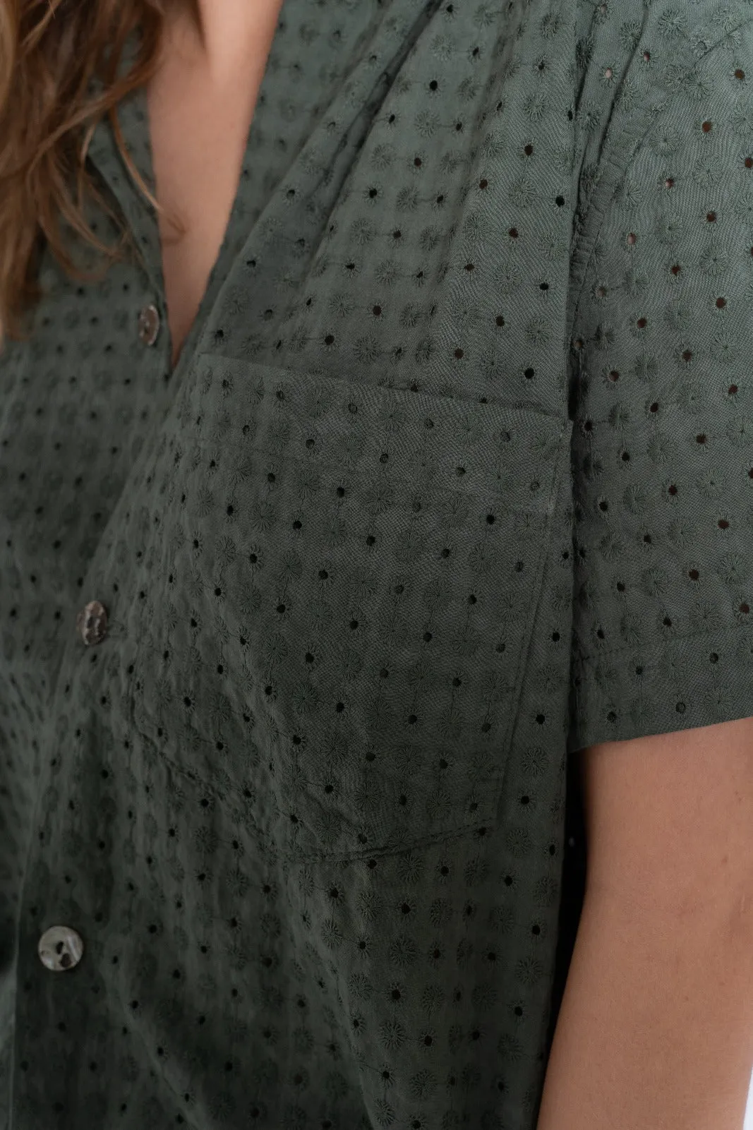 St. Tropez Shirt All Over Sun Embroidery Military Green