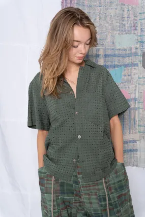 St. Tropez Shirt All Over Sun Embroidery Military Green