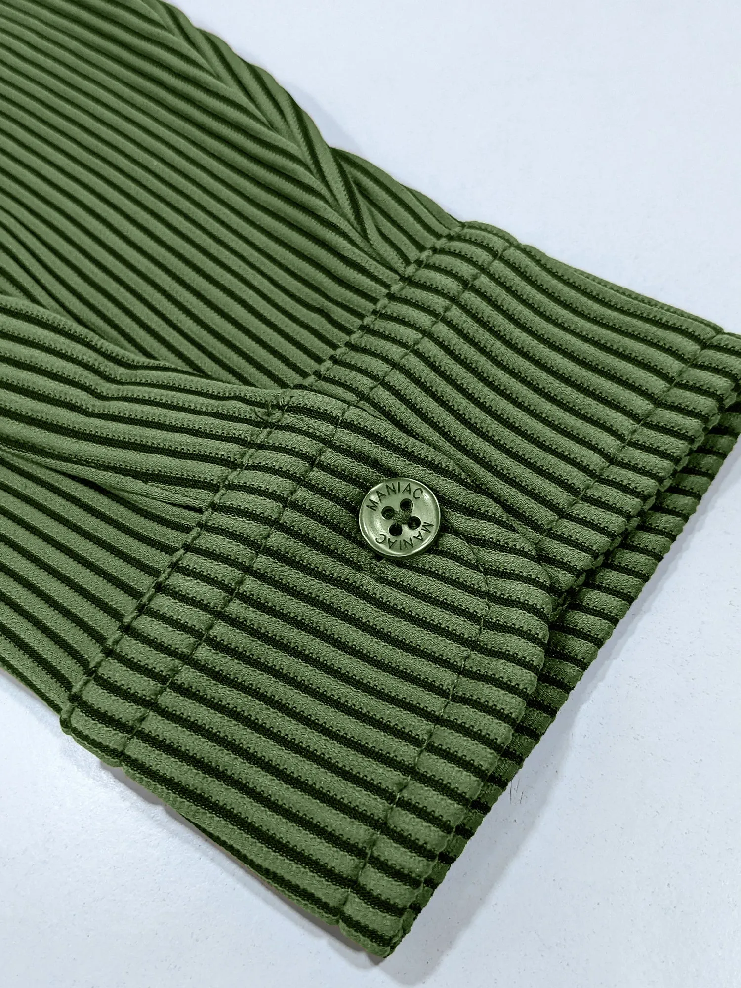 Stripe Textured Olive Full Sleeve Shirt