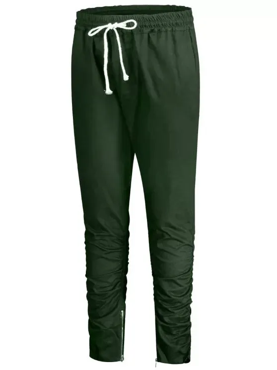 Stunning Slim Fit Drawstring Mens Twill Pants