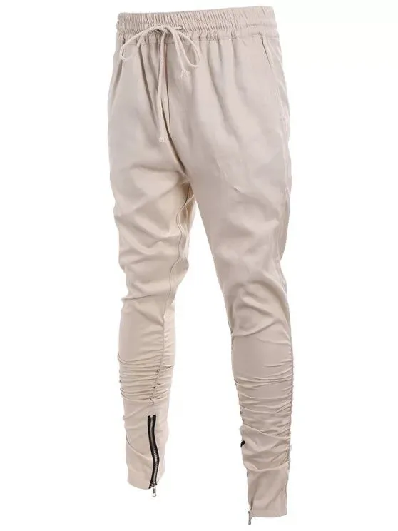 Stunning Slim Fit Drawstring Mens Twill Pants