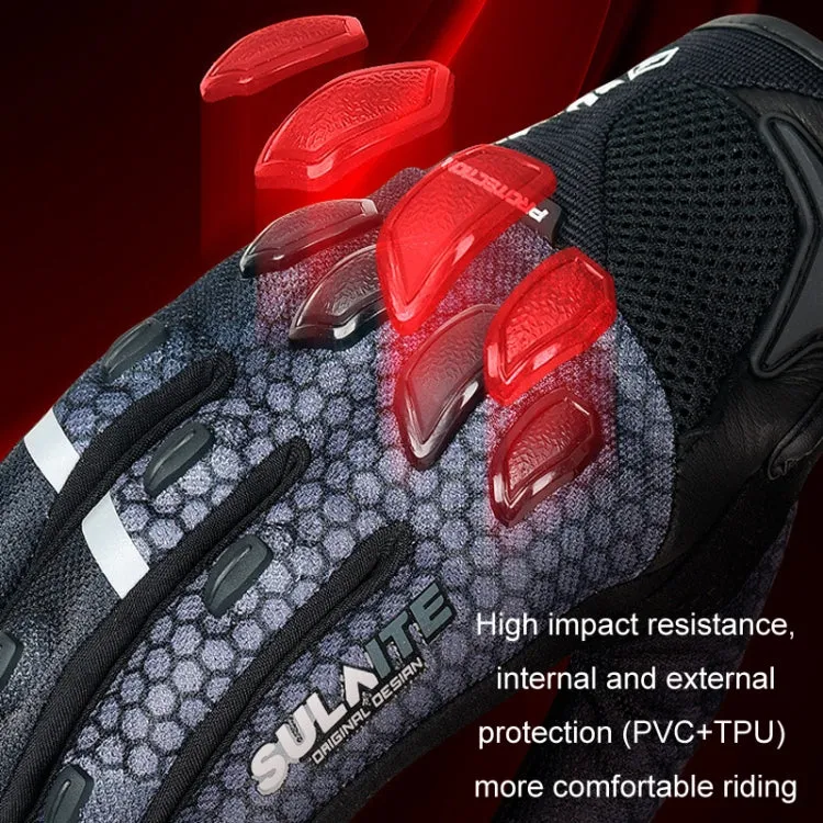 SULAITE Motorcycle Anti-fall Touch Screen Breathable Mesh Cycling Gloves, Size: XXL(Black Green)