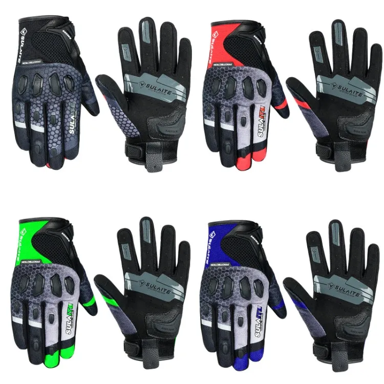 SULAITE Motorcycle Anti-fall Touch Screen Breathable Mesh Cycling Gloves, Size: XXL(Black Green)