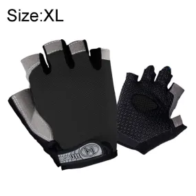 Summer Men Women Fitness Gloves Gym Weight Lifting Cycling Yoga Training Thin Breathable Antiskid Half Finger Gloves, Size:XL(Black)