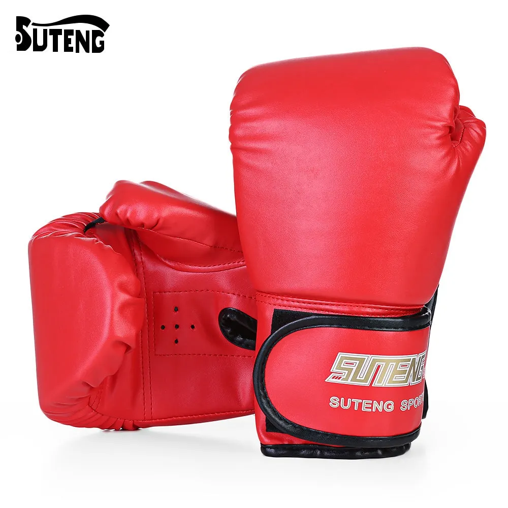 SUTENG 1 Pair PU Boxing Punching Bag Fighting Sanda Gloves with Wrist Wrap