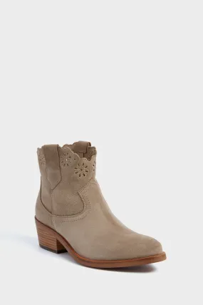 Taupe Cali Broderie Suede Cowboy Boots