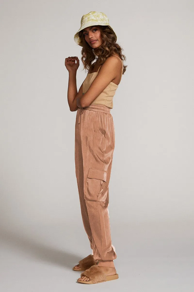 Textured satin cargo pants