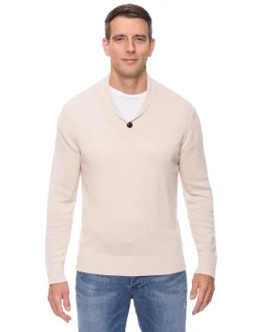 Tocco Reale Men's Cashmere Blend Shawl Collar Pullover Sweater - Stone