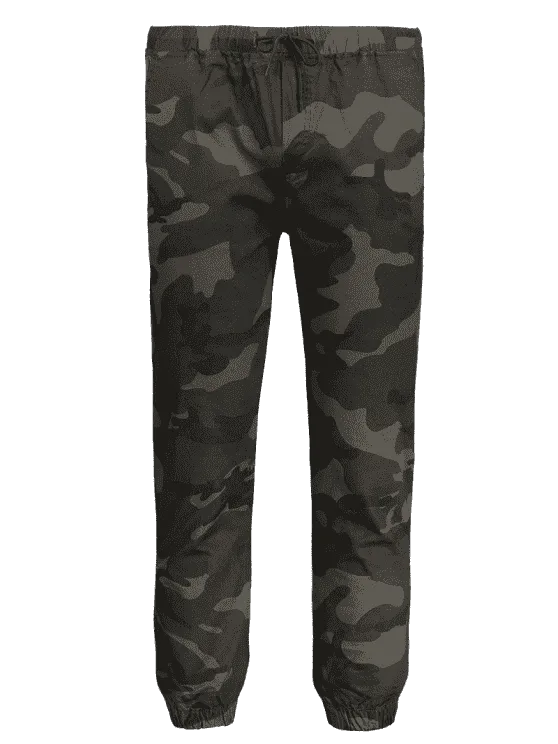 Trendy Drawstring Camo Jogger Pants