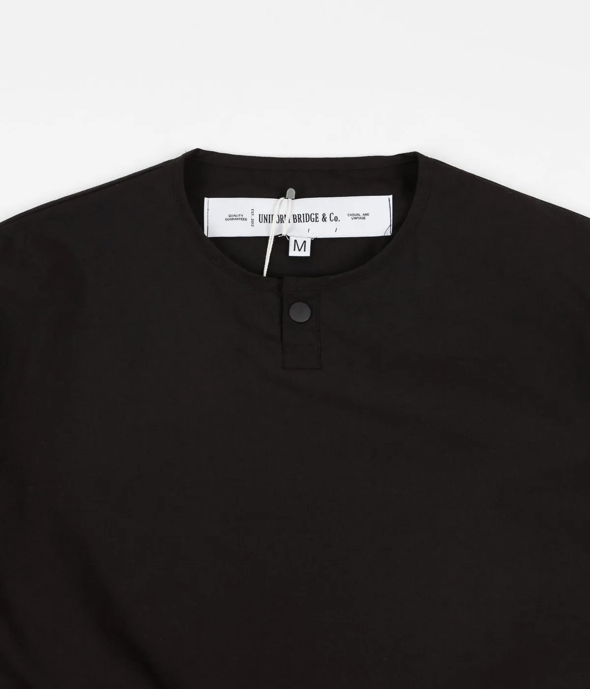 Uniform Bridge Cotton Henley Short Sleeve Shirt - Black