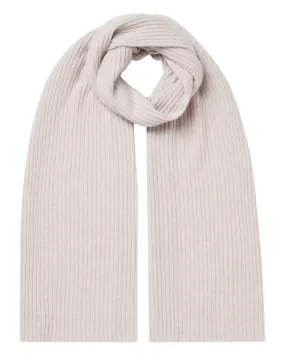 Unisex Short Ribbed Cashmere Scarf Frost White