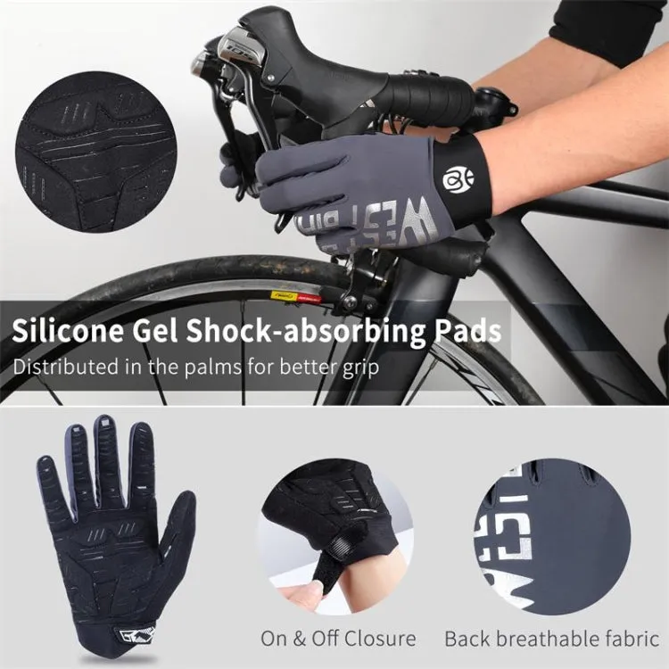 WEST BIKING YP0211214 Long Finger Shock Absorption Non-Slip Touch Screen Gloves Cycling Sports Gloves, Size: XL(Black)