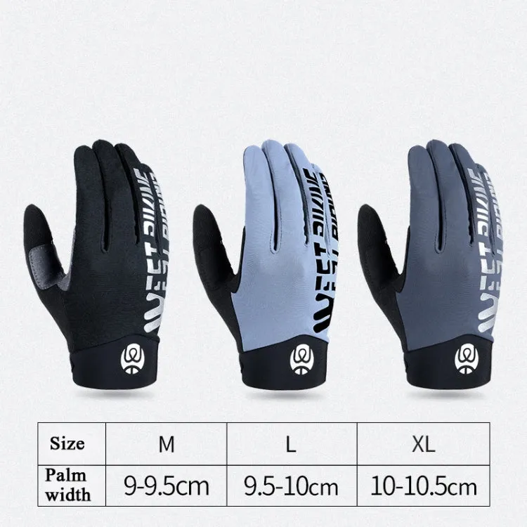 WEST BIKING YP0211214 Long Finger Shock Absorption Non-Slip Touch Screen Gloves Cycling Sports Gloves, Size: XL(Black)