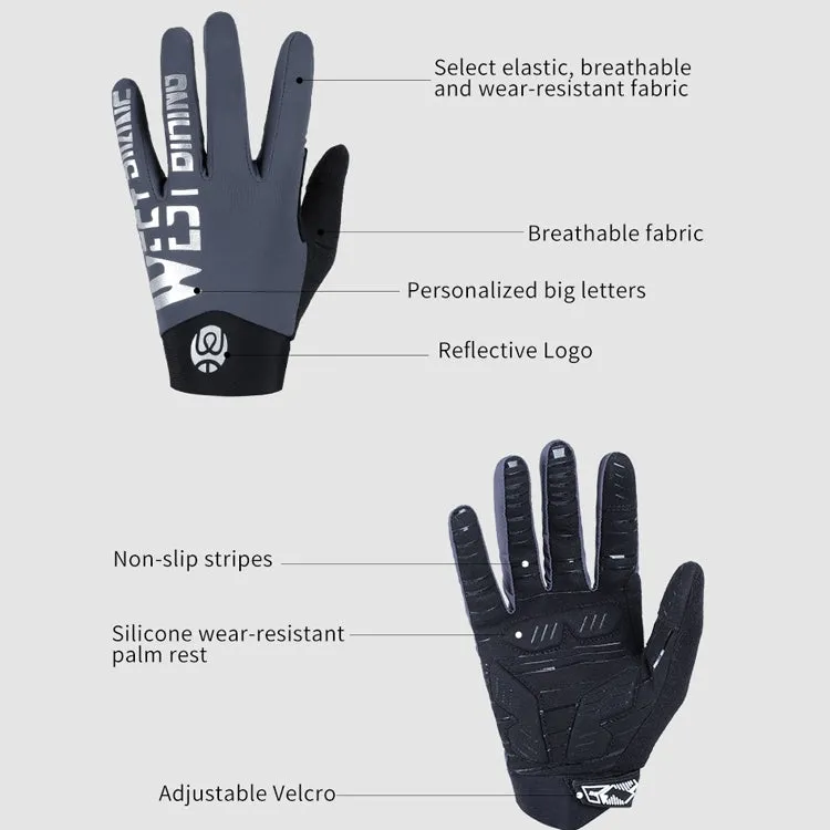 WEST BIKING YP0211214 Long Finger Shock Absorption Non-Slip Touch Screen Gloves Cycling Sports Gloves, Size: XL(Black)