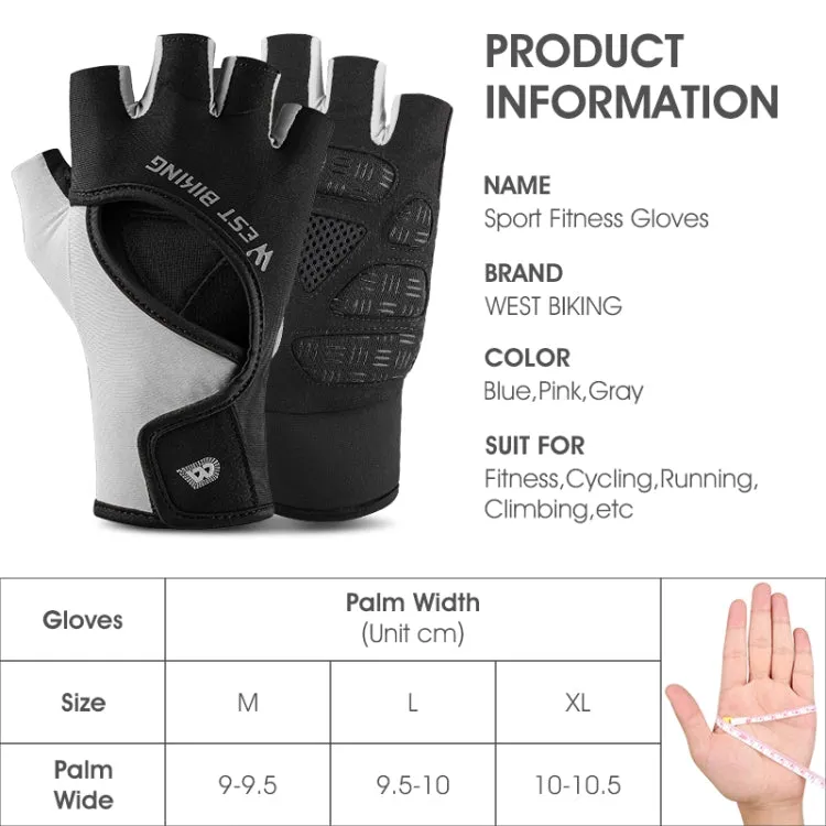 WEST BIKING YP0211217 Cycling Breathable Silicone Palm Gloves Fitness Training Wrist Guard Sports Gloves, Size: L(Dark Gray)