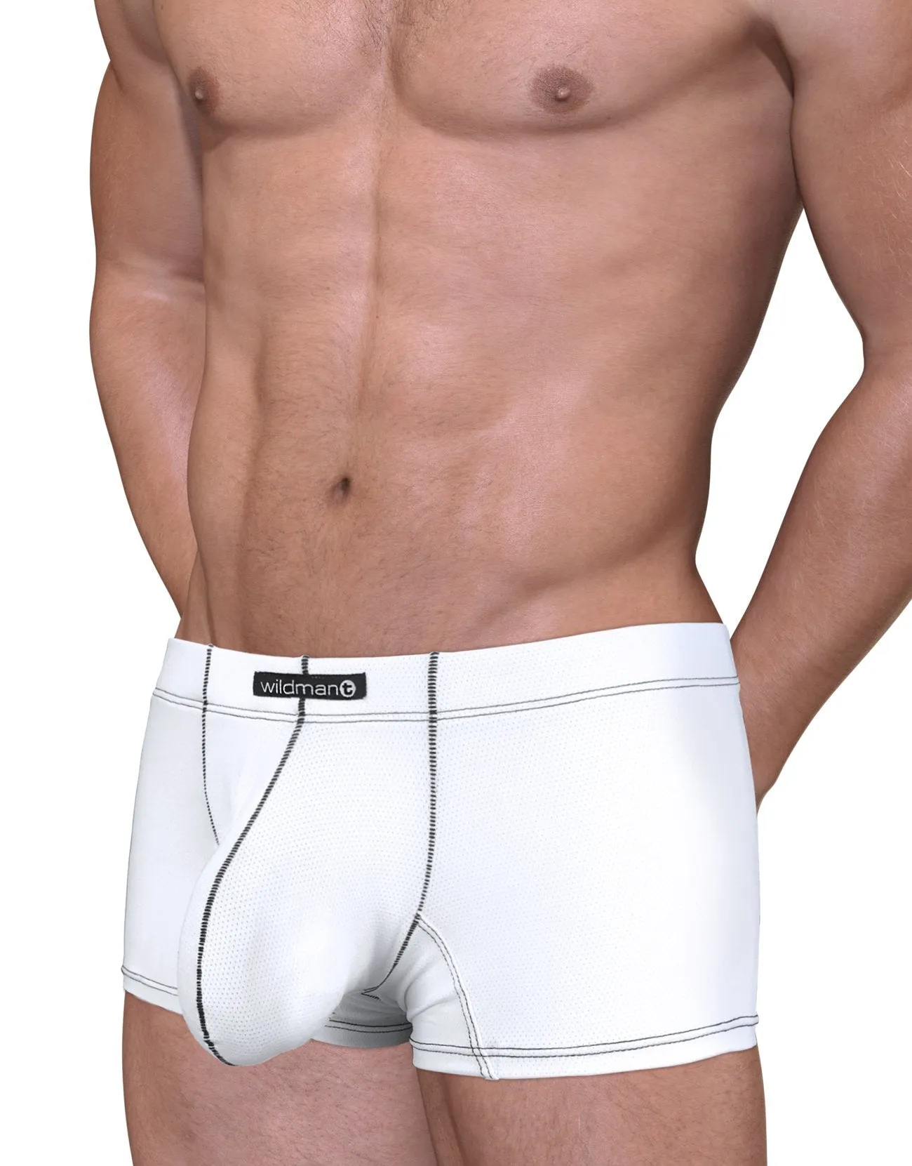 Wildmant Stitch Big Boy Pouch Boxer Brief - White