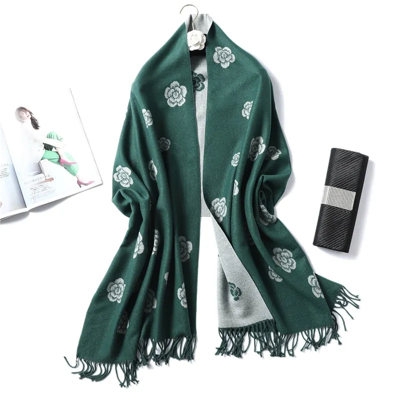 Winter Cashmere Scarf Women Thick Warm Shawls Wraps Lady Solid Scarves Fashion Tassels Pashmina Blanket Quality Foulard 2022 New