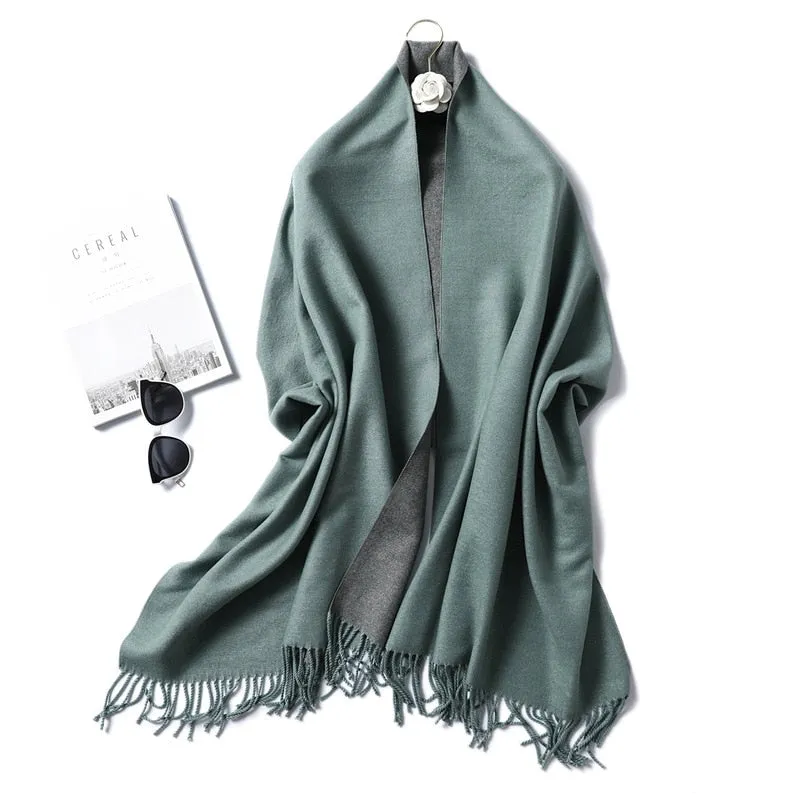 Winter Cashmere Scarf Women Thick Warm Shawls Wraps Lady Solid Scarves Fashion Tassels Pashmina Blanket Quality Foulard 2022 New