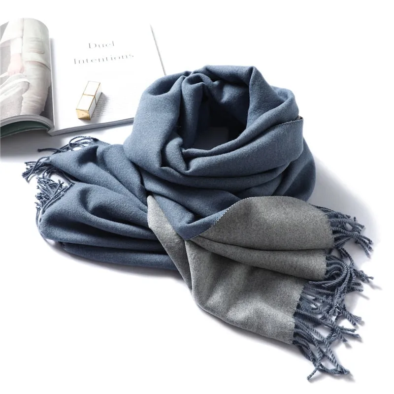 Winter Cashmere Scarf Women Thick Warm Shawls Wraps Lady Solid Scarves Fashion Tassels Pashmina Blanket Quality Foulard 2022 New