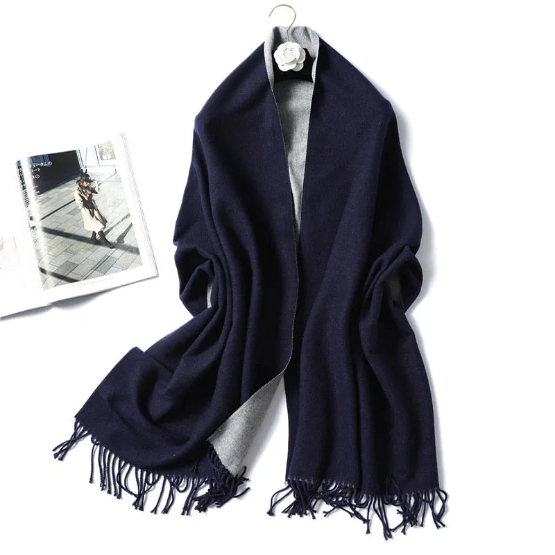 Winter Cashmere Scarf Women Thick Warm Shawls Wraps Lady Solid Scarves Fashion Tassels Pashmina Blanket Quality Foulard 2022 New