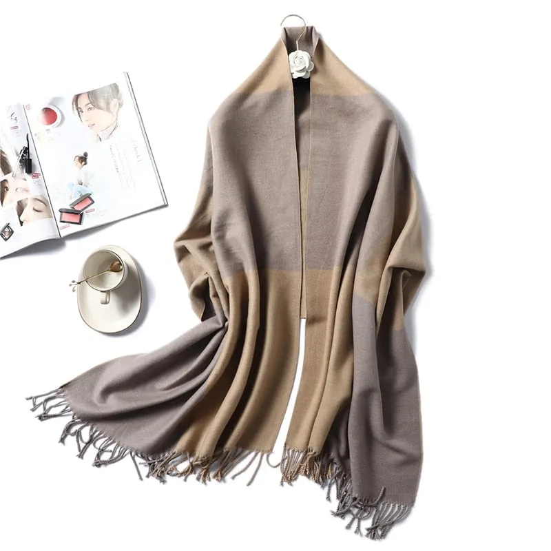 Winter Cashmere Scarf Women Thick Warm Shawls Wraps Lady Solid Scarves Fashion Tassels Pashmina Blanket Quality Foulard 2022 New