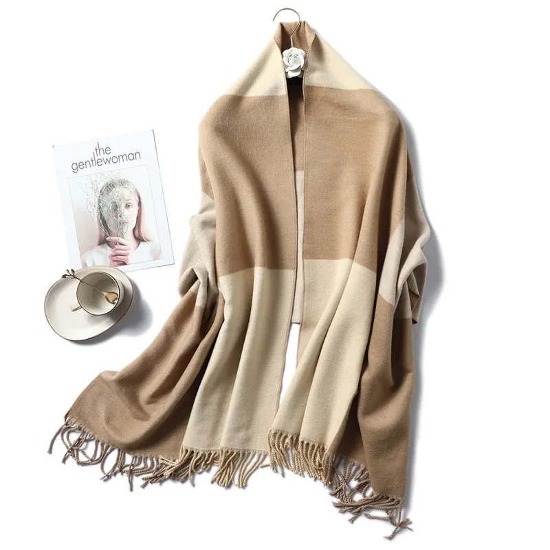 Winter Cashmere Scarf Women Thick Warm Shawls Wraps Lady Solid Scarves Fashion Tassels Pashmina Blanket Quality Foulard 2022 New