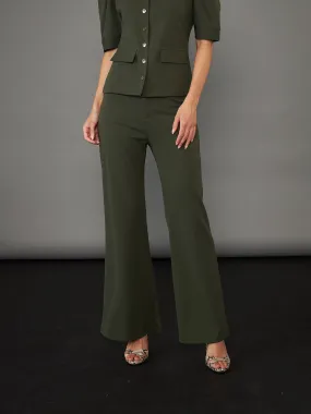 Women Olive Knitted Bell Bottom Pants