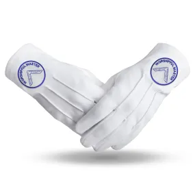 Worshipful Master Blue Lodge Gloves - Pure Cotton With Blue & White Patch