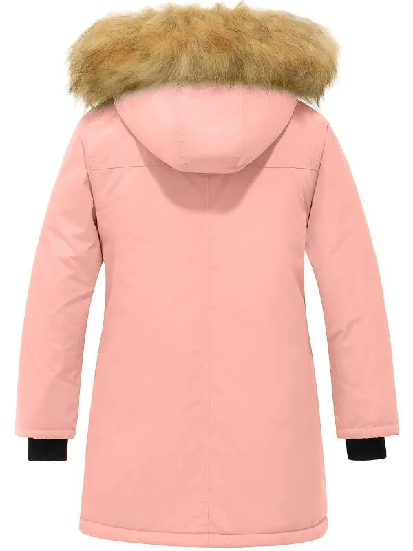 ZSHOW Girls' Winter Parka Coat Warm Padded Hooded Long Puffer Jacket